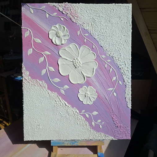 Obrazy - Rozkvitnutý Ťah Štetca – 3D Kvetinový Textúrovaný Obraz, Moderné Akrylové Umenie, Origin - 17795726_