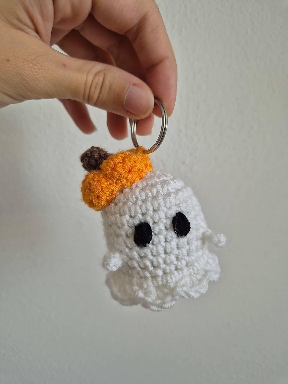 Halloweenske kľúčenky (duch s tekvicou)