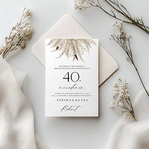 Papiernictvo - Pozvánka na narodeninovú oslavu Boho Pampas Bloom - 17797291_