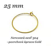Komponenty - Kruhová náušnica 25mm /zlatá farba/ /M2229/ - nerez.oceľ 304 - 17796768_