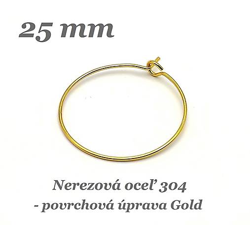 Komponenty - Kruhová náušnica 25mm /zlatá farba/ /M2229/ - nerez.oceľ 304 - 17796768_