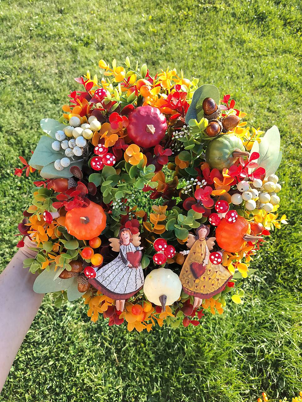 Jesenný veniec s anjelkami