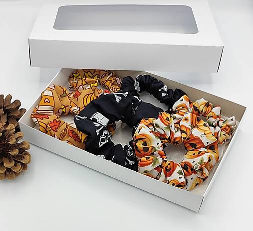 Ozdoby do vlasov - Halloweenska darčeková sada II - 6 scrunchies - 17796695_