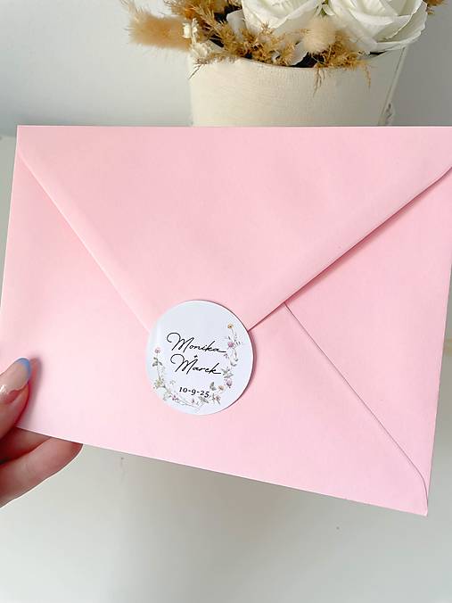 Úložné priestory & Organizácia - Svadobná nálepka na výslužky - kvety 112 - 17798332_