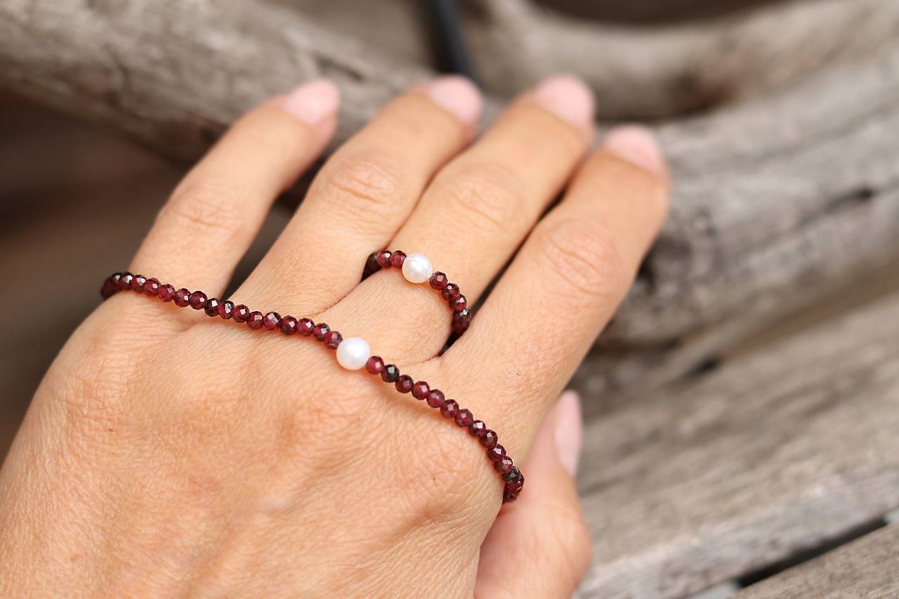 2-dielna súprava šperkov - granát, perla