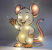 Svietidlá - Detská drevená LED lampa Myška - 17797078_