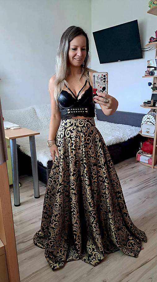 Sukne - Kráľovská kruhová maxi sukňa - 17798484_