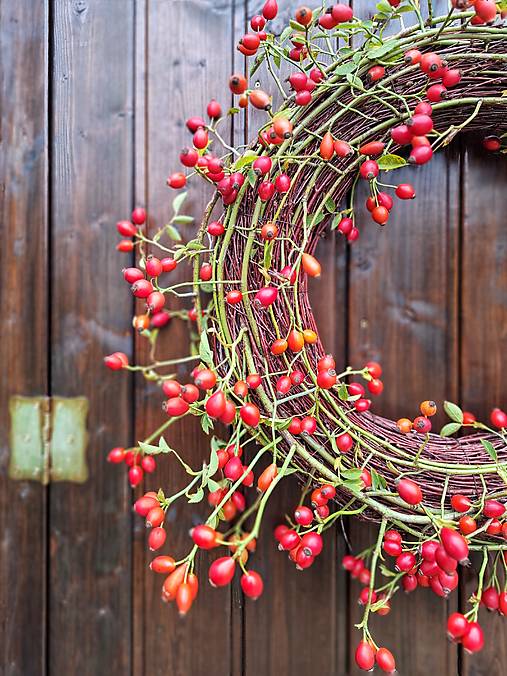 Dekorácie - Prútený veniec so šípkami-jeseň 2026 - 17801338_