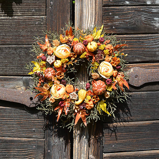 Dekorácie - Jesenný venček na dvere - 17800004_