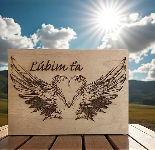 Obrazy - Srdce s krídlami a vlastný text + stojan  - 17800596_