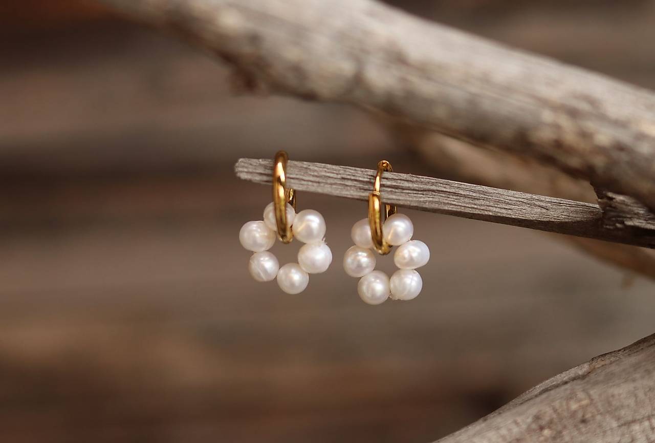 Perlové náušnice kruhy