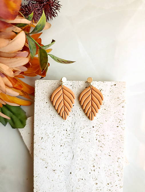 Náušnice - Amber Leaf-Jesenné náušnice visiace - 17799444_