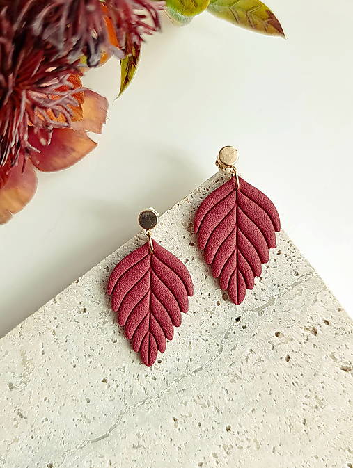 Náušnice - Amber Leaf-jesenné náušnice visiace - 17799696_