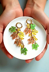 Náušnice - Visiace, strapcové náušnice  jesenné lístie, nerezová oceľ - 17799835_