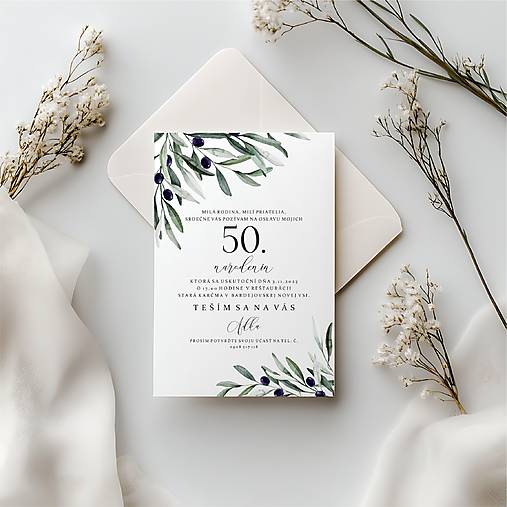 Papiernictvo - Pozvánka na narodeninovú oslavu Green Olive - 17801816_