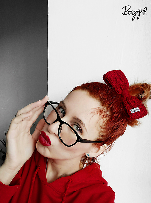 Ozdoby do vlasov - mašle - gumička do vlasů, červená - 17803121_