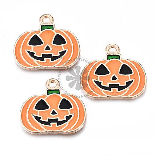 Komponenty - (7770) Halloween prívesok - tekvica, 20 x 21 mm - 1 ks - 17802418_