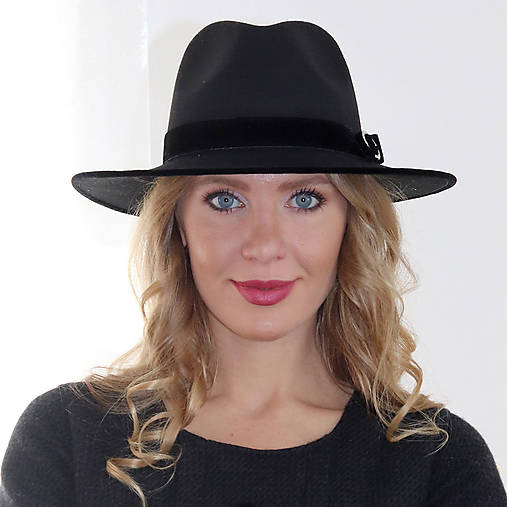 Čiapky, čelenky, klobúky - Klobúk Fedora - vlna, čierny - 17802540_