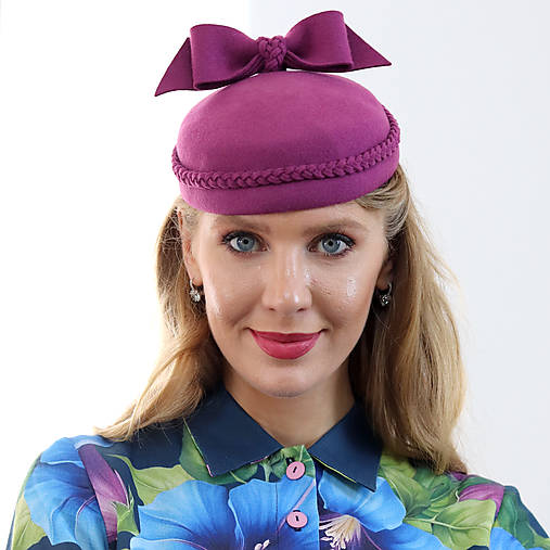 Čiapky, čelenky, klobúky - Klobúk Amber - vlna, fialový - 17802715_