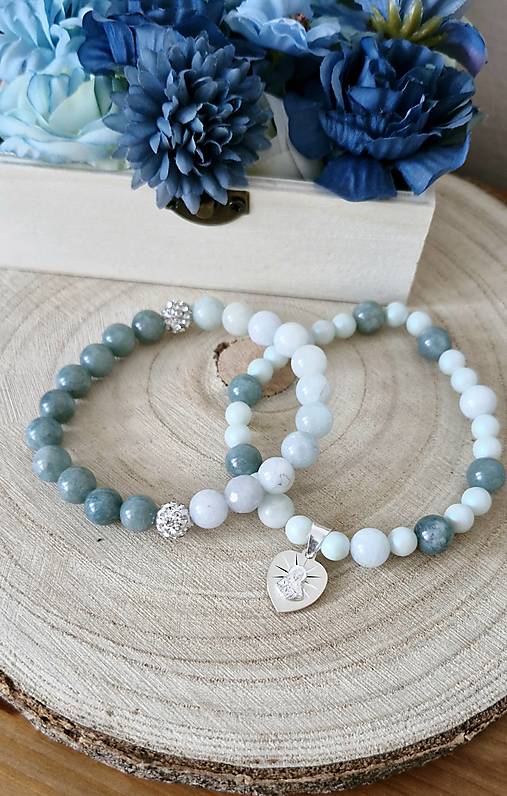 Ruženec Mint & blue  (Set ruženec a náramok)