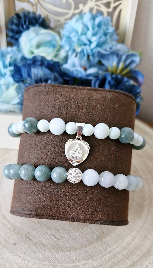 Ruženec Mint & blue  (Set ruženec a náramok)