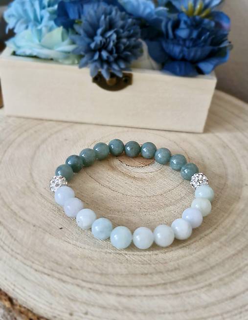 Ruženec Mint & blue  (Samostatný náramok)