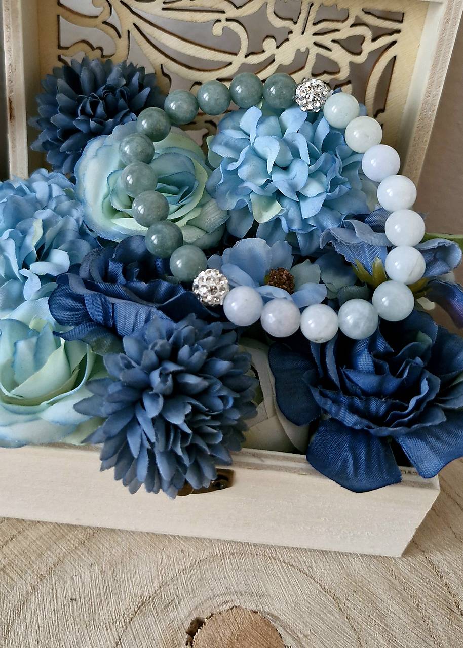 Ruženec Mint & blue  (Samostatný náramok)