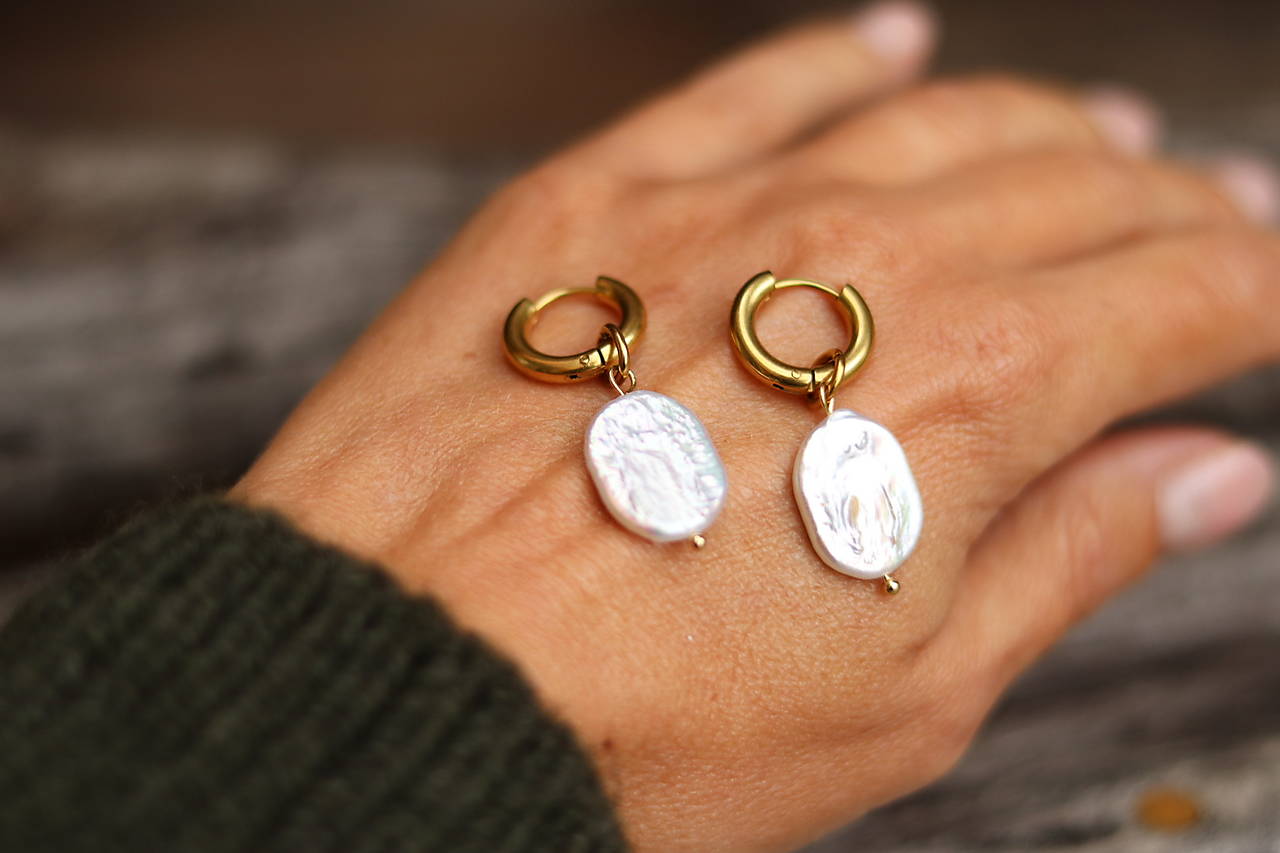 Náušnice s Keshi perlou