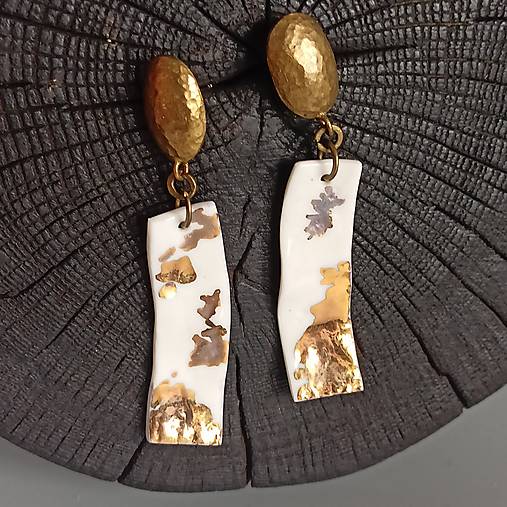 Náušnice - Naušnice porcelan a zlato - 17804611_