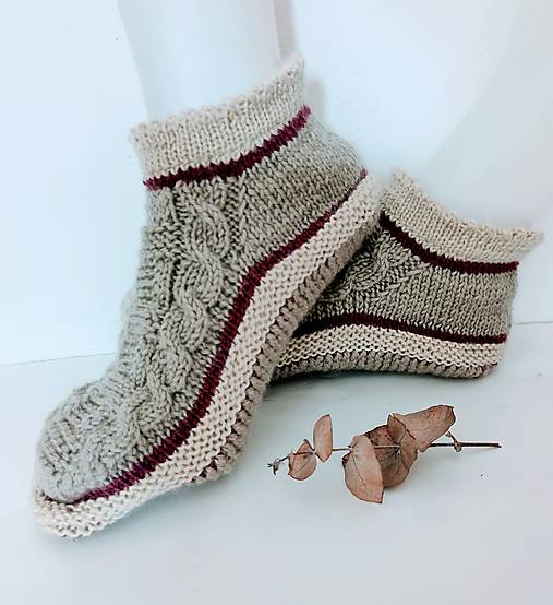 Ponožky, pančuchy, obuv - Dámske vlnené papuče  - 17805198_