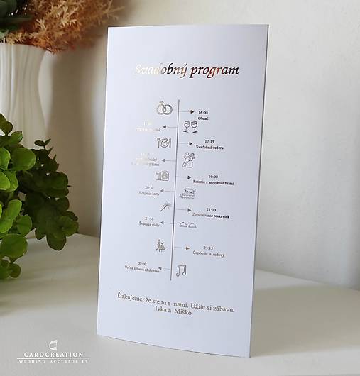 Svadobné menu skladacie, zlatý text
