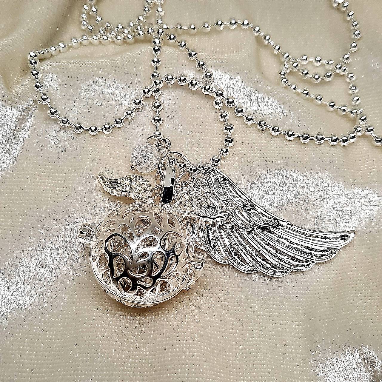 Tehotenská roľnička s krištáľom  (postriebrená)