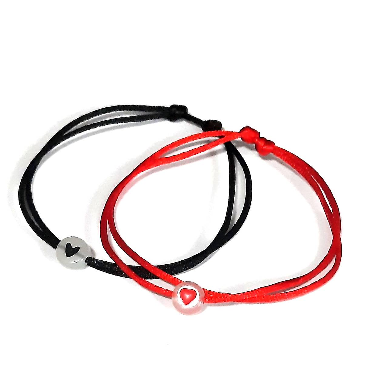 Partnerské náramky (1pár-červená+čierna+srdiečko NEON)