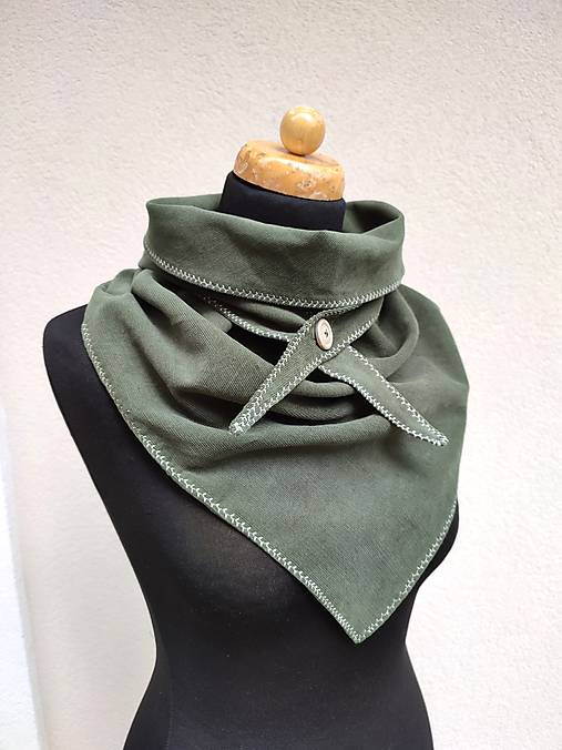 Šály a nákrčníky - PODZIMNÍ MANŠESTROVÝ NÁKRČNÍK - KHAKI - 17807421_