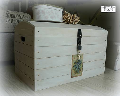 Nábytok - Veľká truhlica "Nezábudky" ( aj iné motívy ) - 17808757_