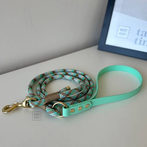 Pre zvieratá - Lanové vodítko pre psa URBAN s BioThane rúčkou - zelené - 17808698_