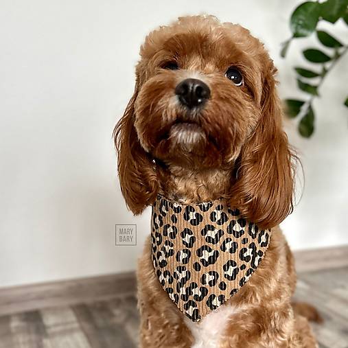 Pre zvieratá - MARYBARY Štýlová bandana / šatka pre psa - bledohnedá leopardia - 17808737_