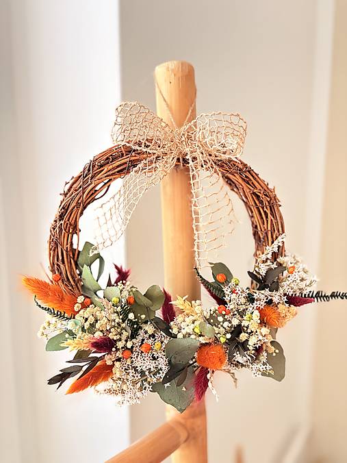 Dekorácie - Veniec Jesenny Sušené Stabilizované kvety dekorácia Jesen dvere - 17808156_