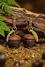  - Visiace náušnice  žaluďe, nerezová oceľ - 17807827_