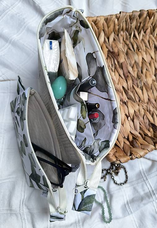 Kozmetická taštička a puzdro na okuliare (Olivovo zelená)