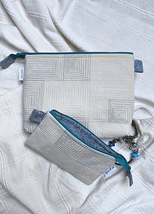 Kozmetická taštička a puzdro na okuliare (Petrolejovo modrá)