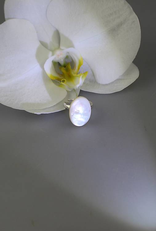 Prstene - oceánska perleť prsteň - v striebre (nastaviteľný prsteň) - 17810267_