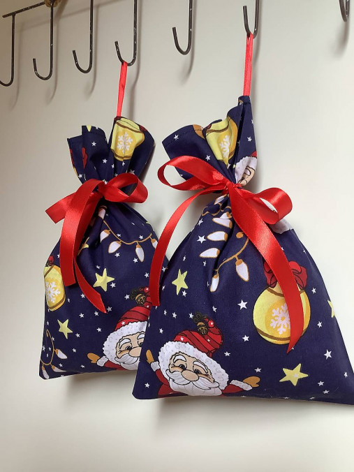 Úžitkový textil - Modré mikulášske / vianočné vrecúška  - 17809479_