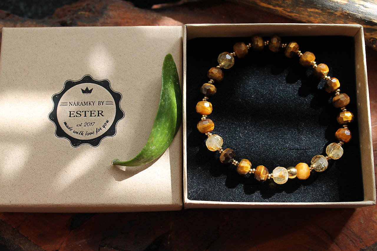 Tiger eye_citrine rondelle výbrus