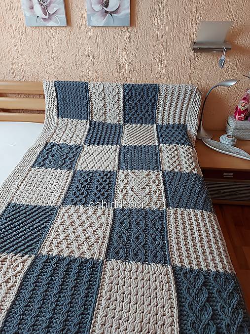 Pachwork jemnučká deka/prehoz na sedaciu  súpravu  z vlny alize puffy fine