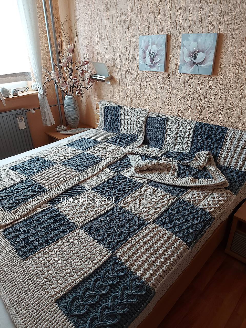 Pachwork jemnučká deka/prehoz na sedaciu  súpravu  z vlny alize puffy fine