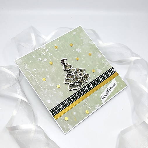 Papiernictvo - Ligotavá jedlička - vyšívaný pozdrav - 17809895_