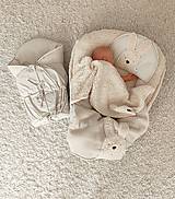 Detský textil - Celoročná deka pre bábätko béžová s huňatým zajkom - 17812669_