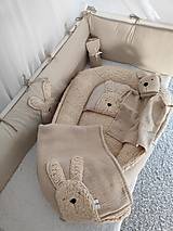 Detský textil - Celoročná deka pre bábätko béžová s huňatým zajkom - 17812674_