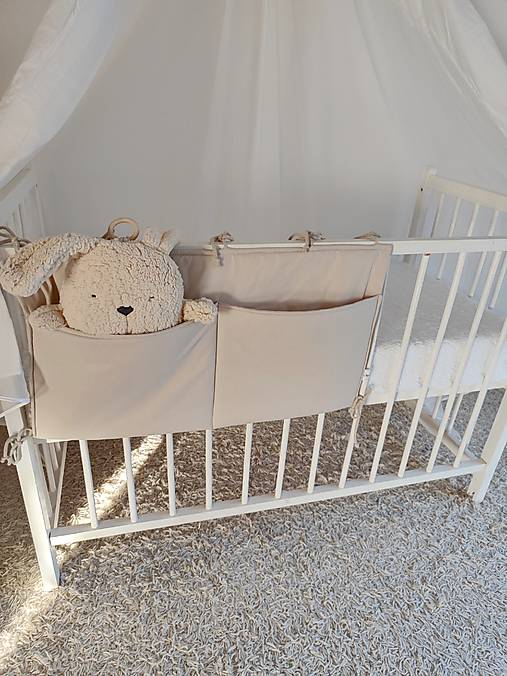 Detský textil - Vreckár na postieľku béžový  - 17812372_